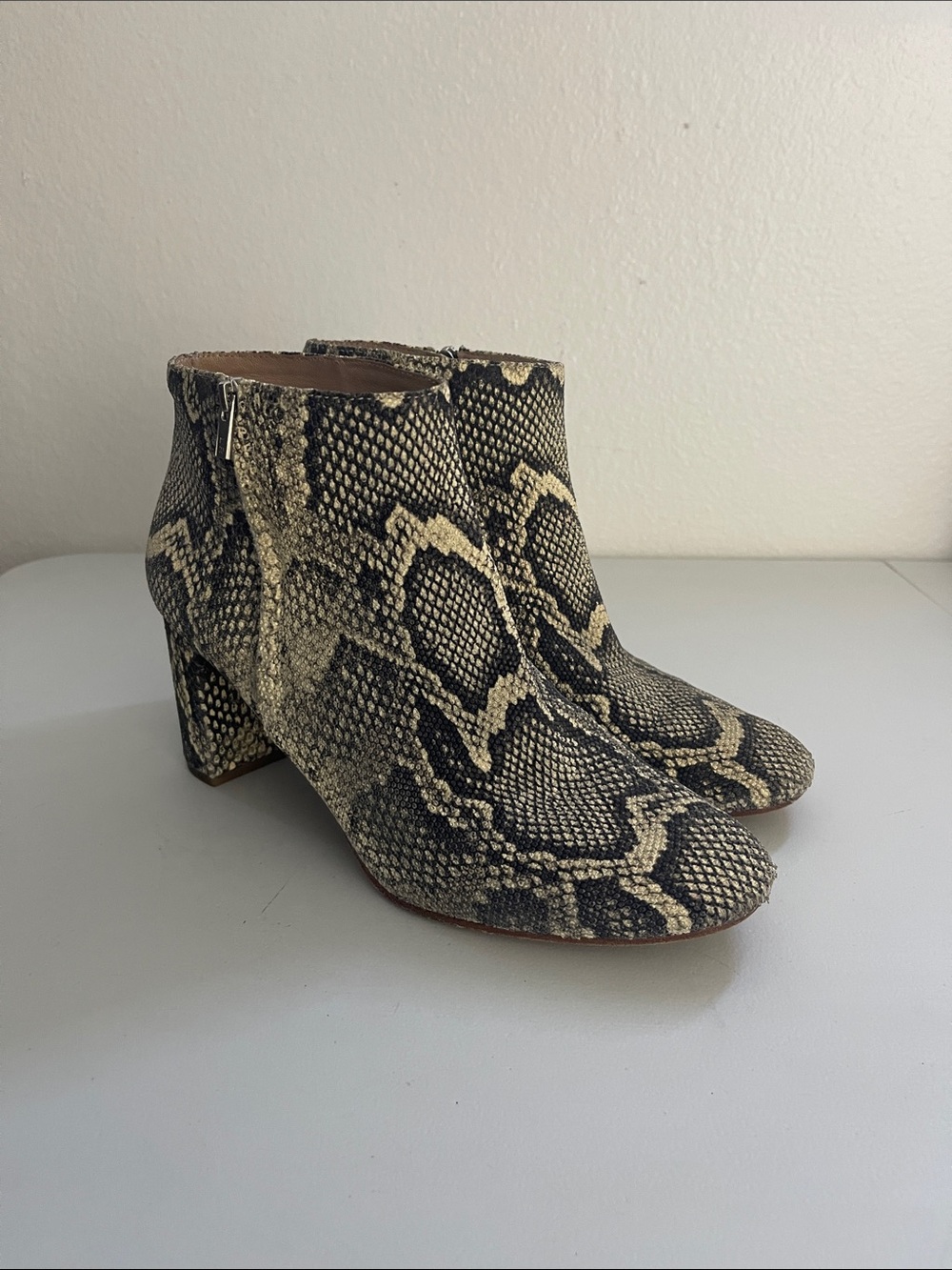 Loeffler Randall Isla Snake Ankle Zip Bootie Size 9